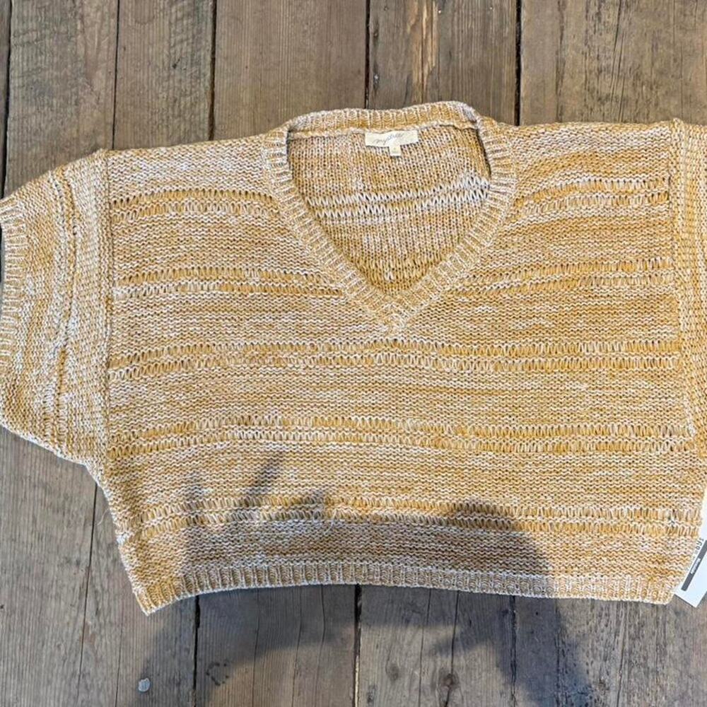 Mustard and tan sweater size
